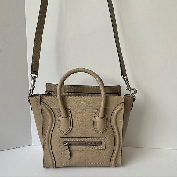 Celine Nano Luggage Handbag in Taupe Grained Leather Authentic - Picture 5 of 14